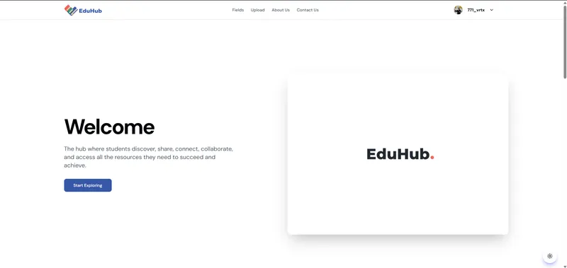 Home page of the EduHub course-sharing platform
